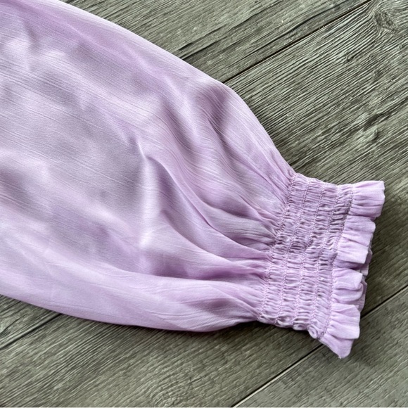 Ann Taylor Purple Smocked Yoke Ruffle Blouse - Picture 5 of 7